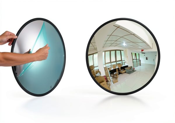Angooni PC Convex Safety Mirror 24inch Black Wall Mount Unbreakable-2