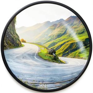 Angooni PC Convex Safety Mirror 24inch Black Wall Mount Unbreakable-0