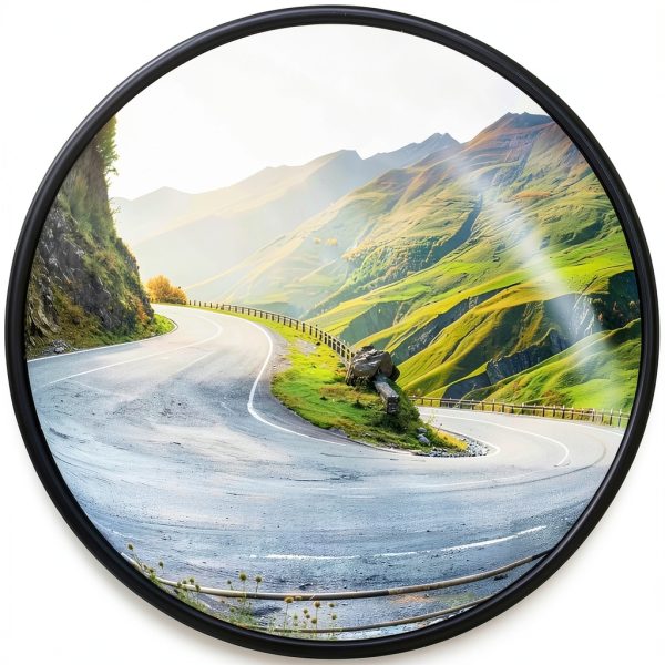 Angooni PC Convex Safety Mirror 24inch Black Wall Mount Unbreakable-0