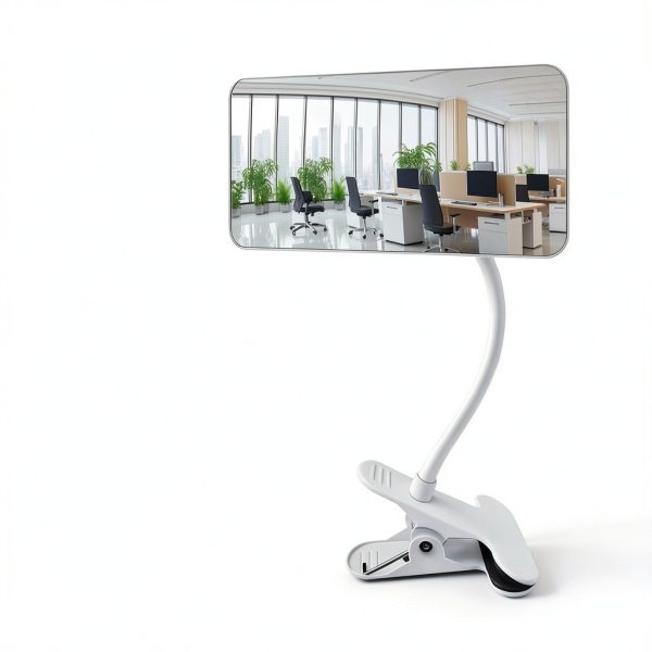 Clampable Convex Safety Mirror ZMJCGLXY White Frame 6.4×3in Adjustable-1
