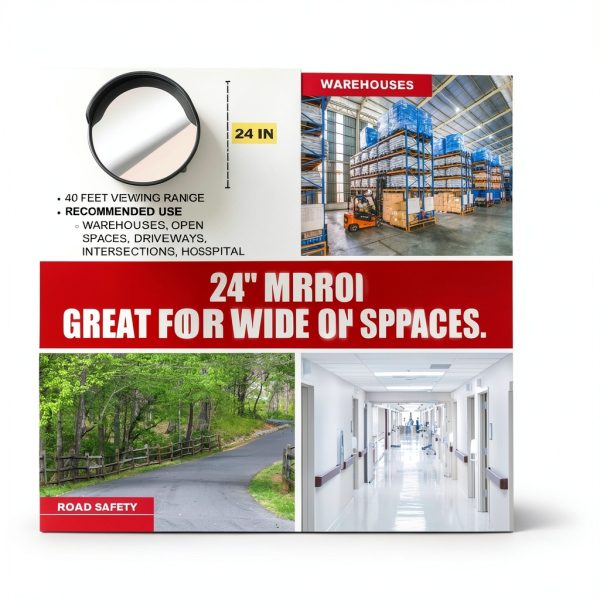 SecurityMan Large 24 Inch Convex Safety Mirror 40ft Blind Spot View-1