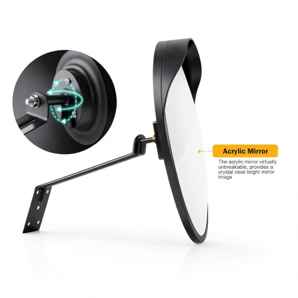 16" Convex Driveway Mirror, Upgrade Wide Angle View, Adjustable Blind Spot Mirror, Traffic Mirrors, Security Mirrors Indoor and Outdoor, Parabolic Safety Mirrors-4