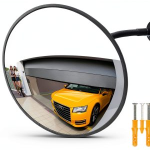 11.8 inch 2mm Thick Acrylic Convex Mirror - Adjustable Wide Angle View Indoor Security Mirror for Garage Parking Warehouse Office and Corner Security Traffic, and Addressing Corner Blind Spot Areas-0