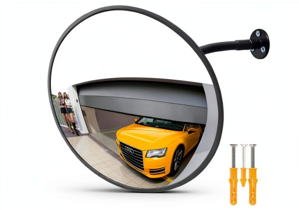 11.8 inch 2mm Thick Acrylic Convex Mirror - Adjustable Wide Angle View Indoor Security Mirror for Garage Parking Warehouse Office and Corner Security Traffic, and Addressing Corner Blind Spot Areas-0