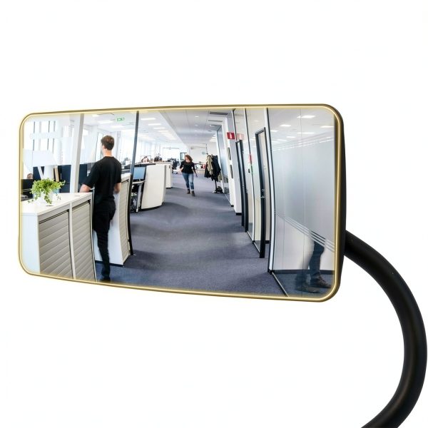Clampable Convex Safety Mirror 6.4"*3" in Glass Material, Black Curved Frame, 360° Direction Adjustment, for Workdesk, Office, Warehouse and Personal Area Privacy and Security-4
