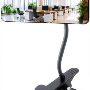 Clampable Convex Safety Mirror 6.4"*3" in Glass Material, Black Curved Frame, 360° Direction Adjustment, for Workdesk, Office, Warehouse and Personal Area Privacy and Security-0