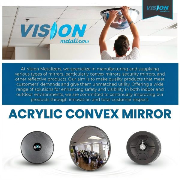 Acrylic Indoor Convex Mirror 12" Round Vision Metalizers Black-4